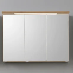 Spiegelschrank Bobbi 100cm Modell 1 3 Türen und led Licht - Eiche