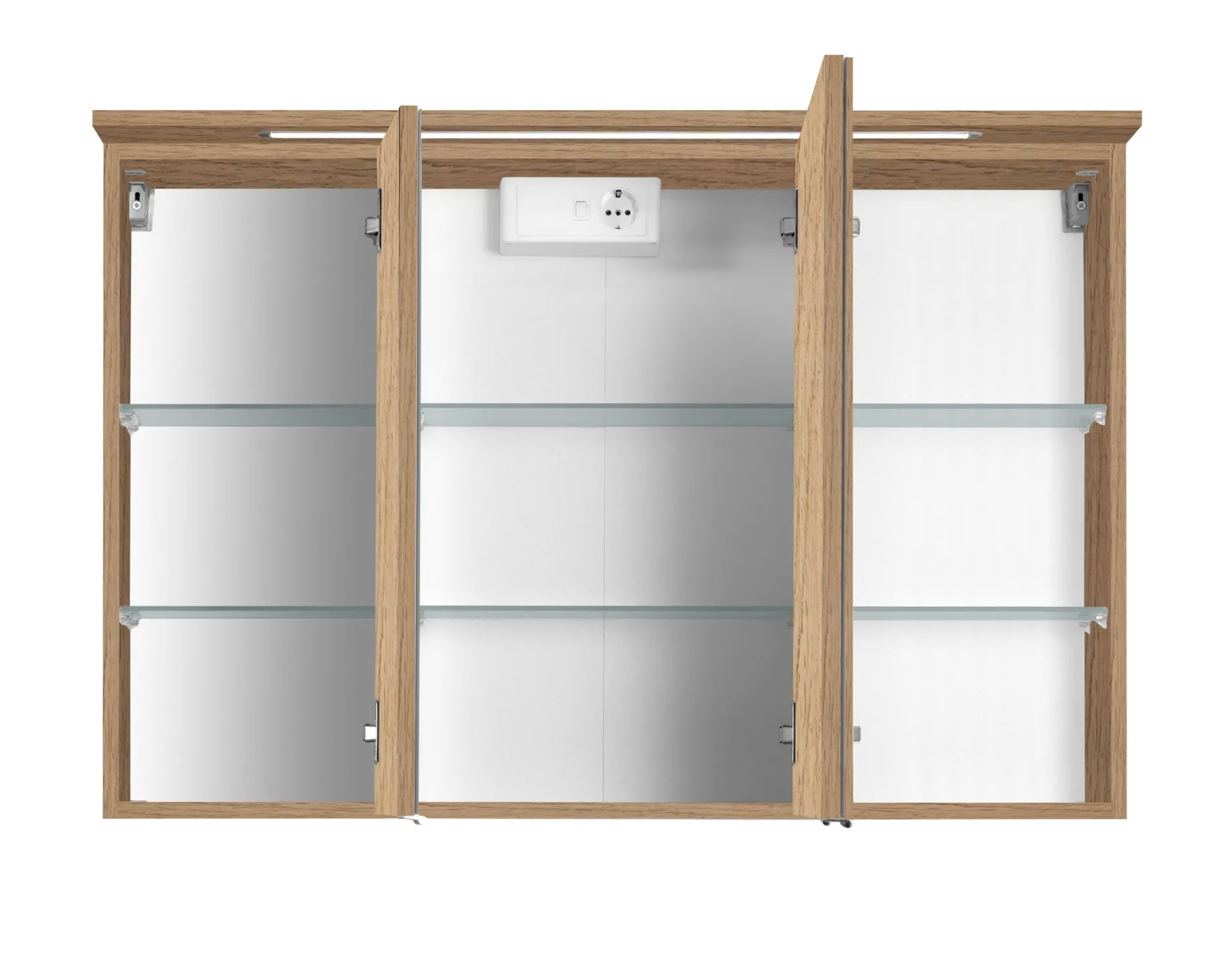 Spiegelschrank Bobbi 100cm Modell 1 3 Türen und led Licht - Eiche