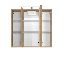 Spiegelschrank Bobbi 70cm Modell 2 3 Türen und led Beleuchtung - Eiche