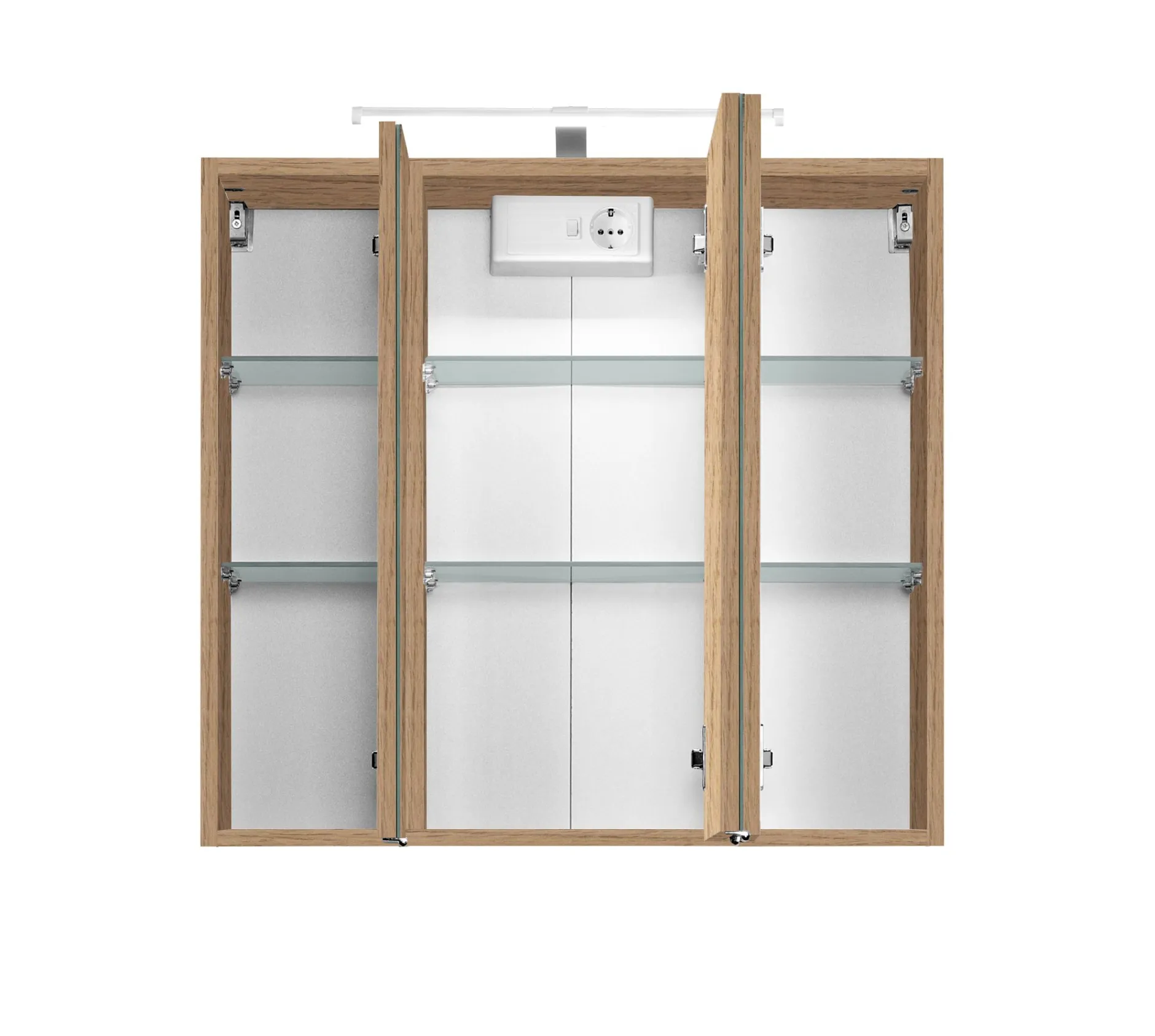Spiegelschrank Bobbi 70cm Modell 2 3 Türen und led Beleuchtung - Eiche