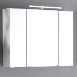 Spiegelschrank Bobbi 90cm Modell 2 3 Türen und led Beleuchtung - weiß
