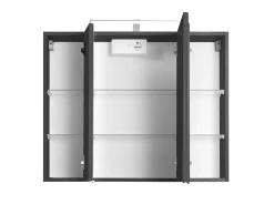 Spiegelschrank Bobbi 90cm Modell 2 3 Türen und led Beleuchtung - graphit
