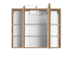 Spiegelschrank Bobbi 90cm Modell 2 3 Türen und led Beleuchtung - Eiche