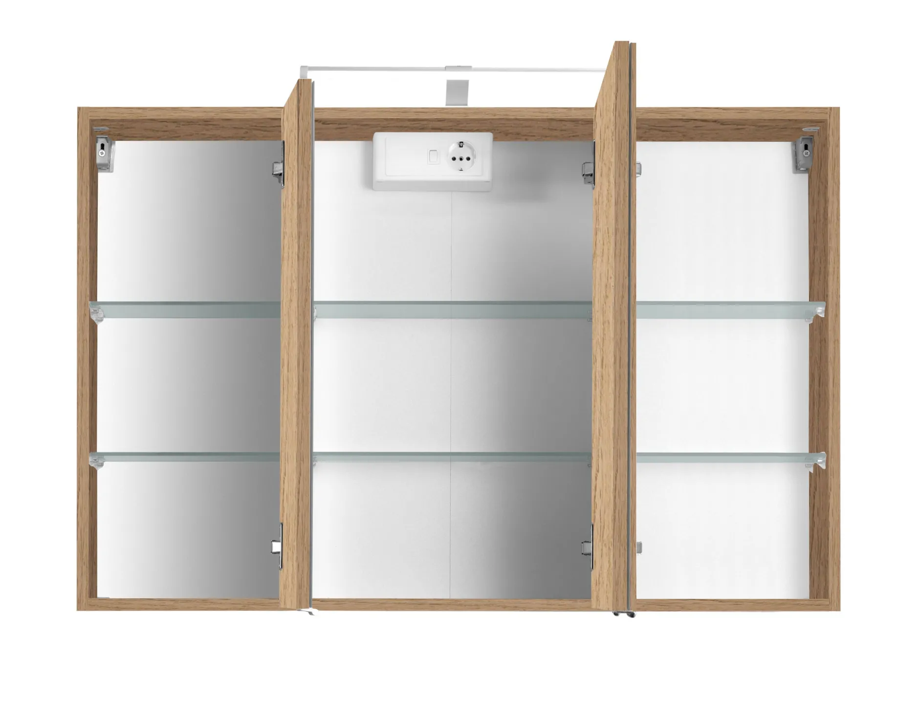 Spiegelschrank Bobbi 100cm Modell 2 3 Türen und led Beleuchtung - Eiche