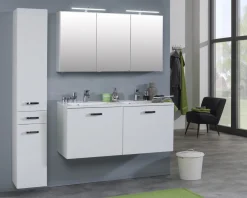 Spiegelschrank Bobbi 120cm Modell 2 3 Türen und led Beleuchtung - weiß