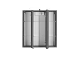 Spiegelschrank Bobbi 60cm Modell 2 3 Türen und led Beleuchtung - graphit