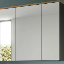 Spiegelschrank Canu Xonox - basaltgrau mit Holz-Detail - 80x73x21 cm