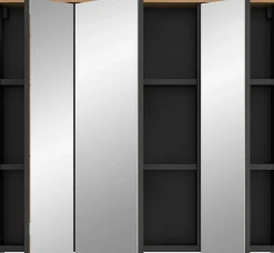 Spiegelschrank Canu Xonox - basaltgrau mit Holz-Detail - 80x73x21 cm
