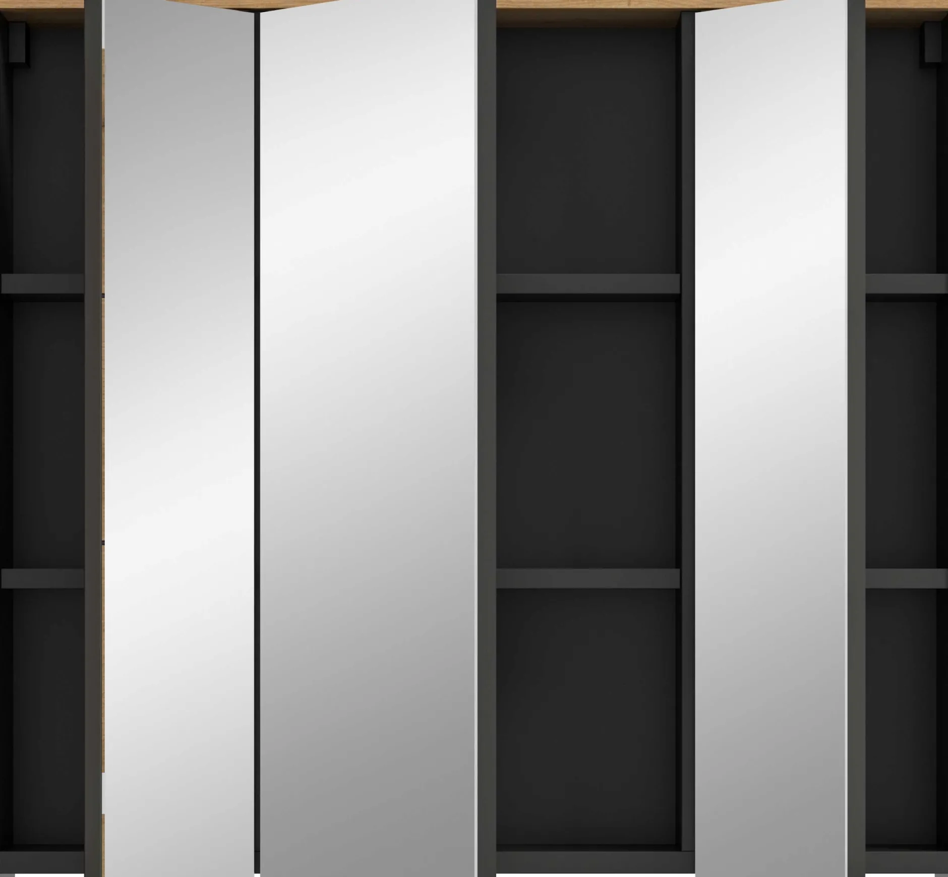Spiegelschrank Canu Xonox - basaltgrau mit Holz-Detail - 80x73x21 cm