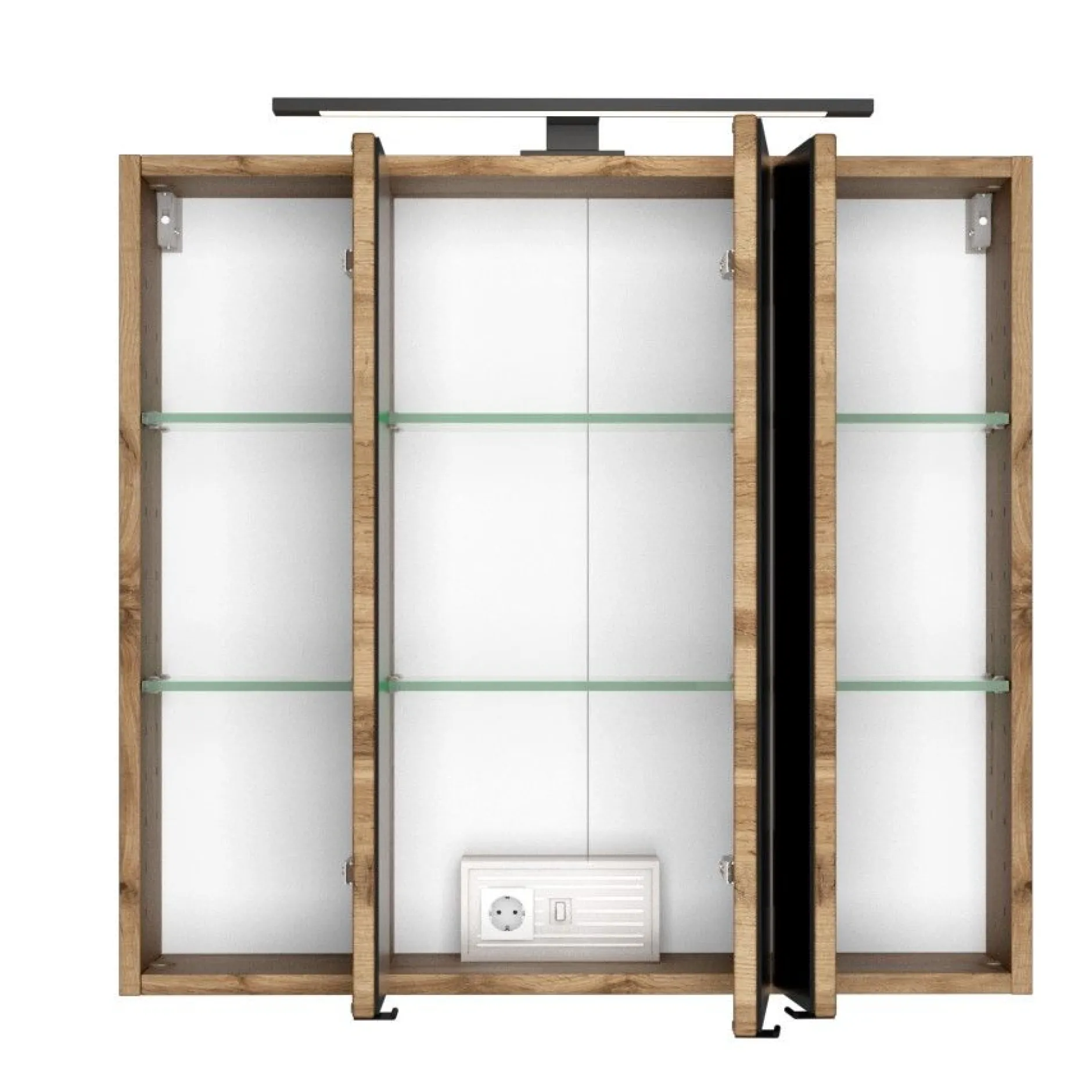 Spiegelschrank Dusan 70cm mit 3 Türen - Eiche wotan
