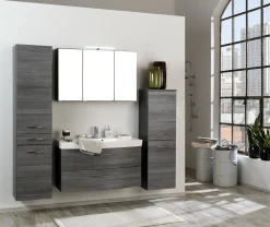 Spiegelschrank Florent 120cm mit 3 Türen und LED-Beleuchtung - graphit