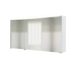Spiegelschrank Florent gebogen 100cm mit 3 Türen und LED-Lichtleiste - weiß
