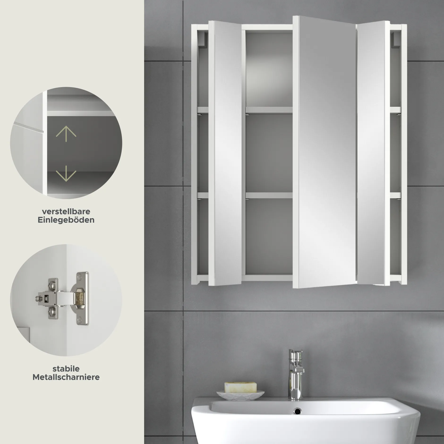 Spiegelschrank Ice Linus Xonox - Weiß - 60x70x18 cm