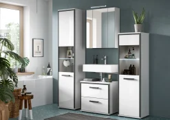 Spiegelschrank Ice Xonox mit LED-Beleuchtung - 60x55x46 cm - Weiß hochglänzend