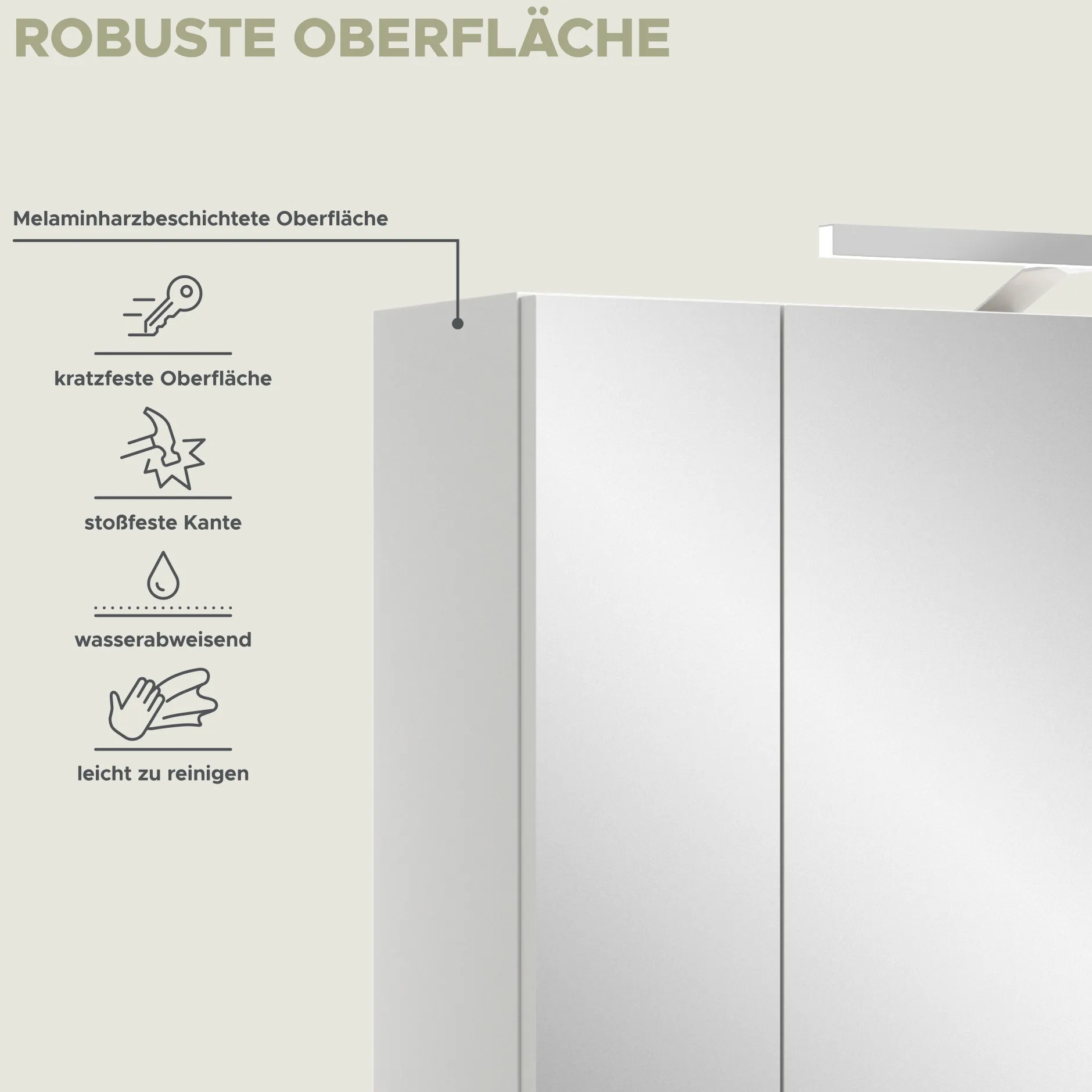 Spiegelschrank Ice Xonox mit LED-Beleuchtung - 60x55x46 cm - Weiß hochglänzend