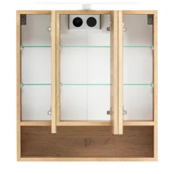 Spiegelschrank Karan 60cm 3 Türen mit Beleuchtung - Eiche