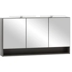 Spiegelschrank Karan 120cm 3 Türen mit Beleuchtung - anthrazit