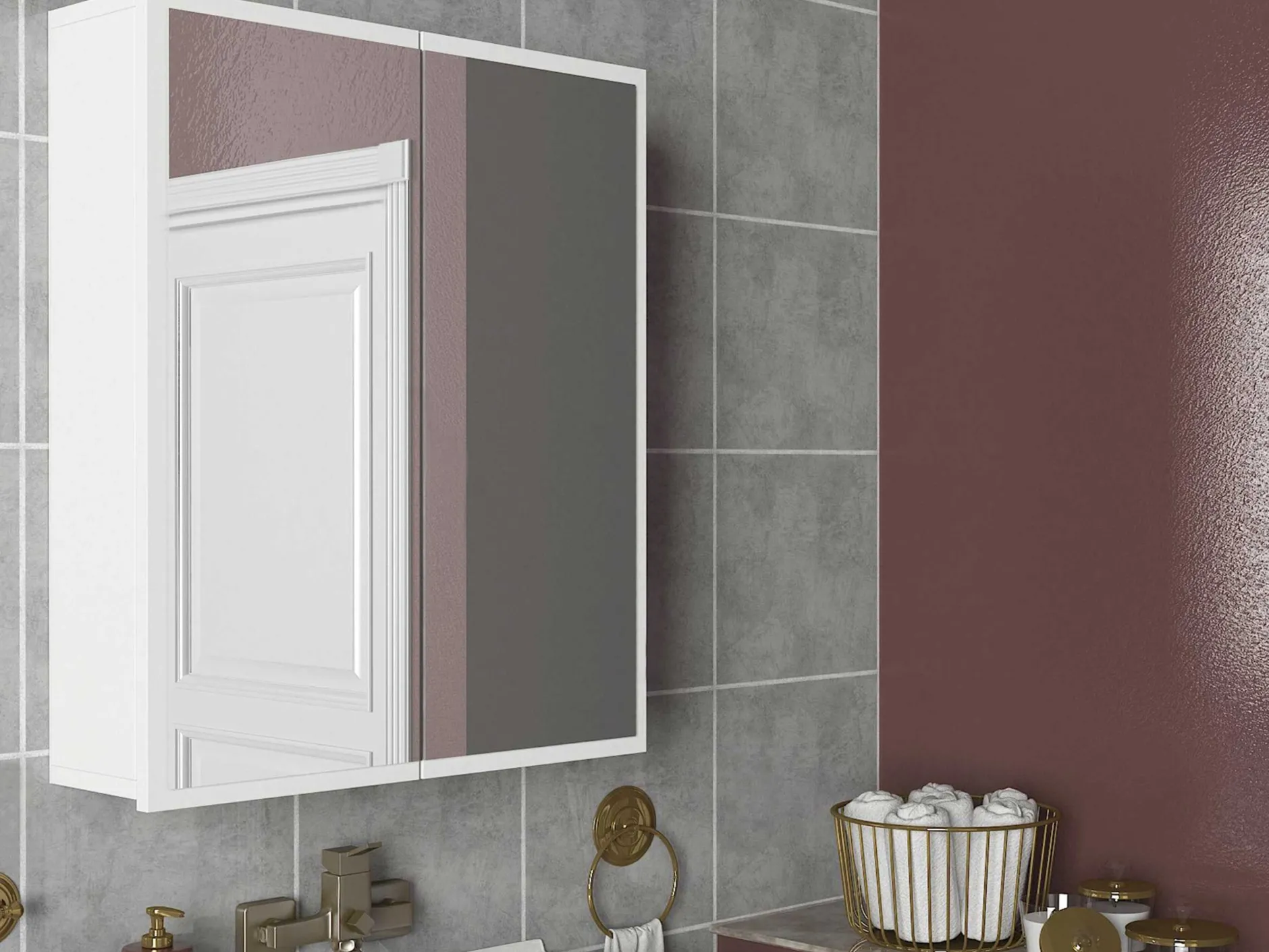 Spiegelschrank Kayla - 60x17x77cm - 2 Türen - weiß
