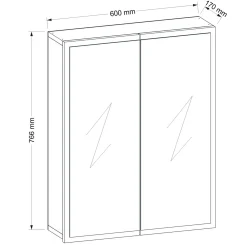 Spiegelschrank Kayla - 60x17x77cm - 2 Türen - weiß