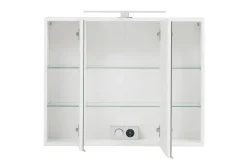 Spiegelschrank Kornel 80cm 3 Türen und LED-Beleuchtung - weiß