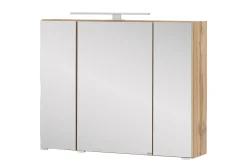 Spiegelschrank Kornel/Luna 80cm 3 Türen und LED-Beleuchtung - Eiche
