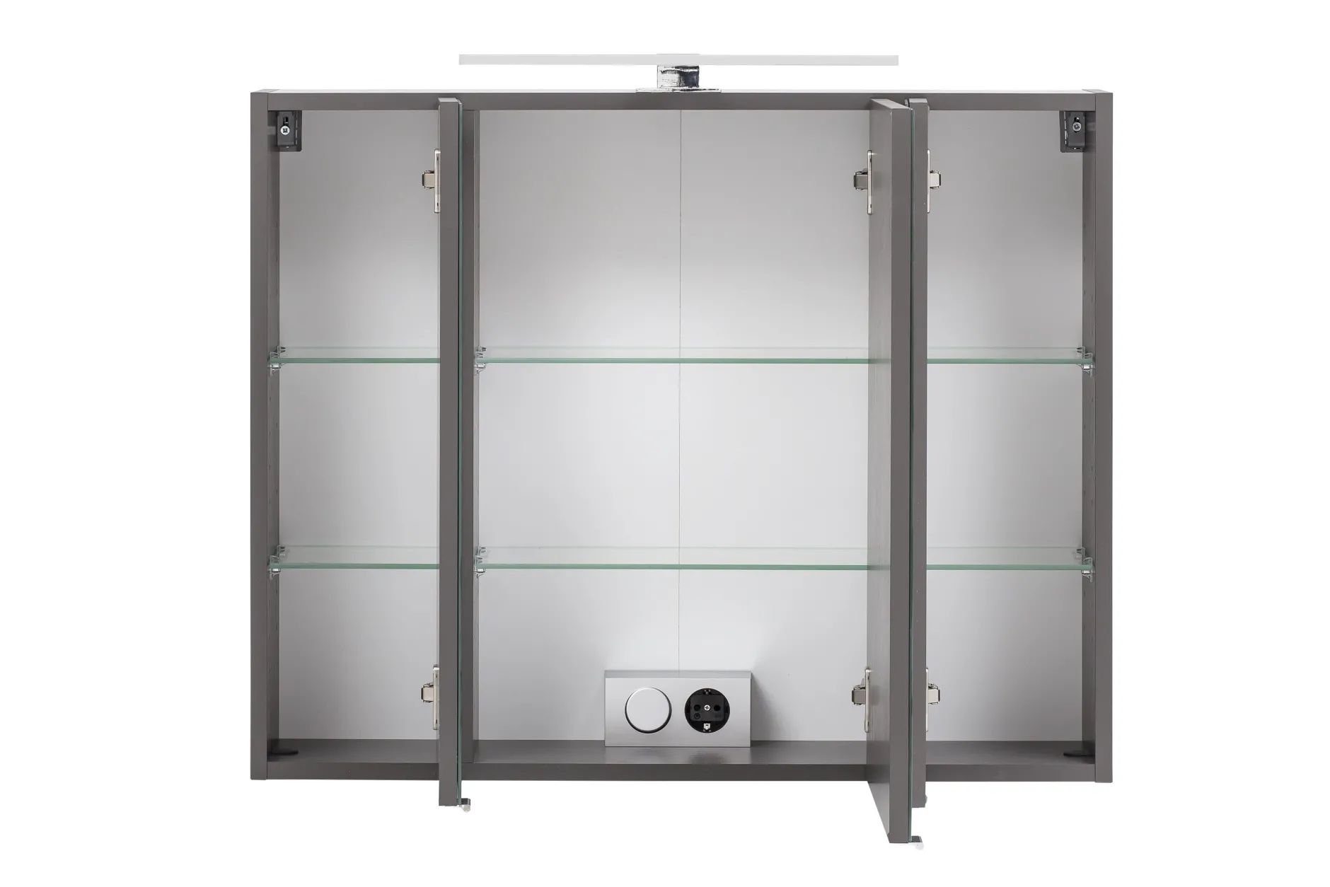 Spiegelschrank Kornel/Luna 80cm 3 Türen und LED-Beleuchtung - graphitgrau