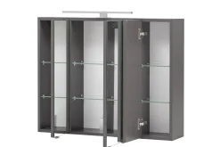 Spiegelschrank Kornel/Luna 80cm 3 Türen und LED-Beleuchtung - graphitgrau