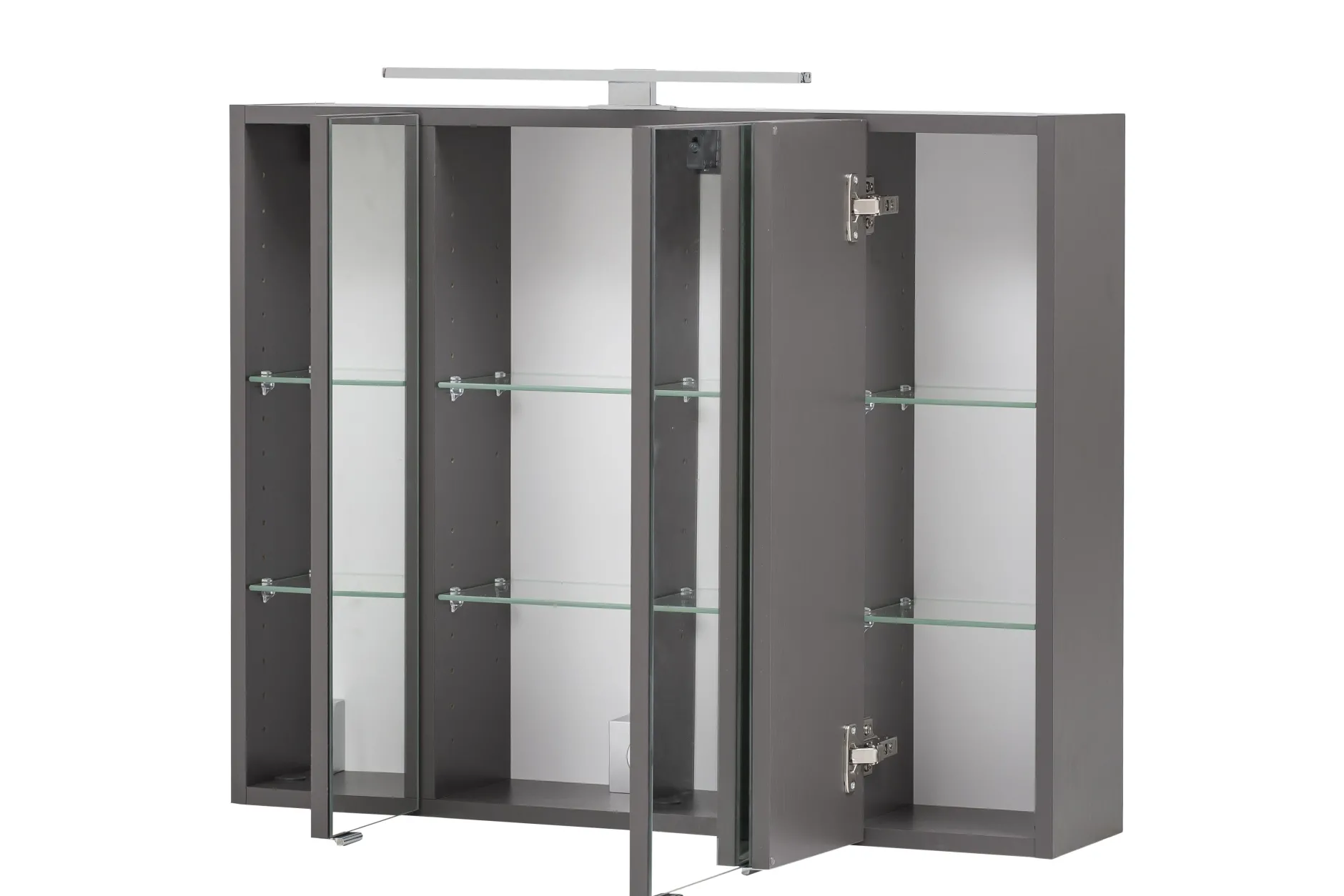 Spiegelschrank Kornel/Luna 80cm 3 Türen und LED-Beleuchtung - graphitgrau