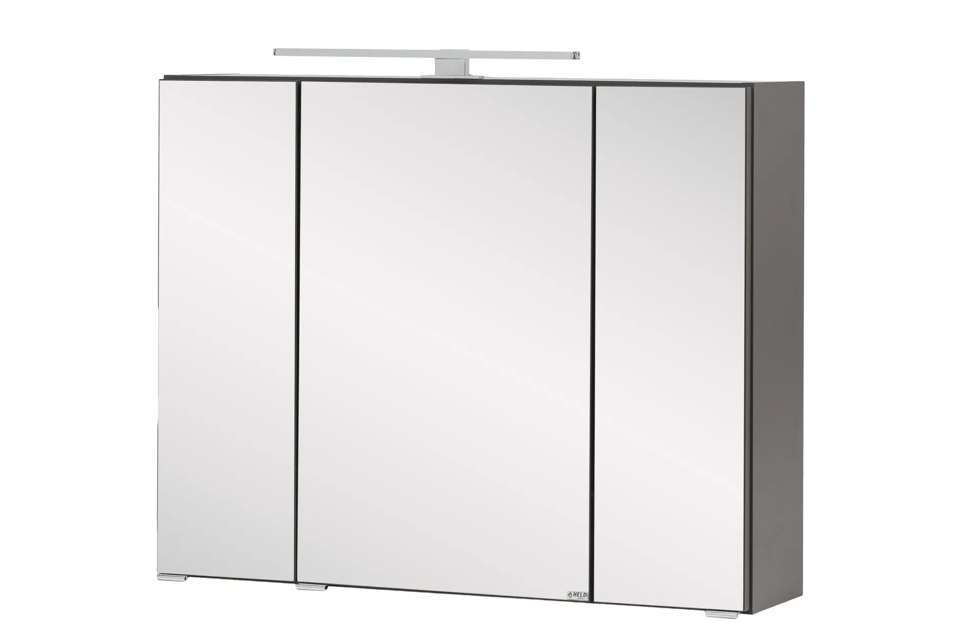 Spiegelschrank Kornel/Luna 80cm 3 Türen und LED-Beleuchtung - graphitgrau