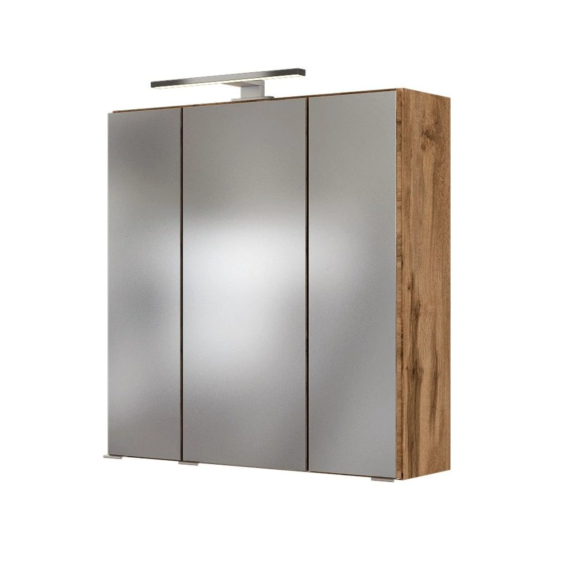 Spiegelschrank Luna 60cm mit 3 Türen und LED-Licht - Eiche