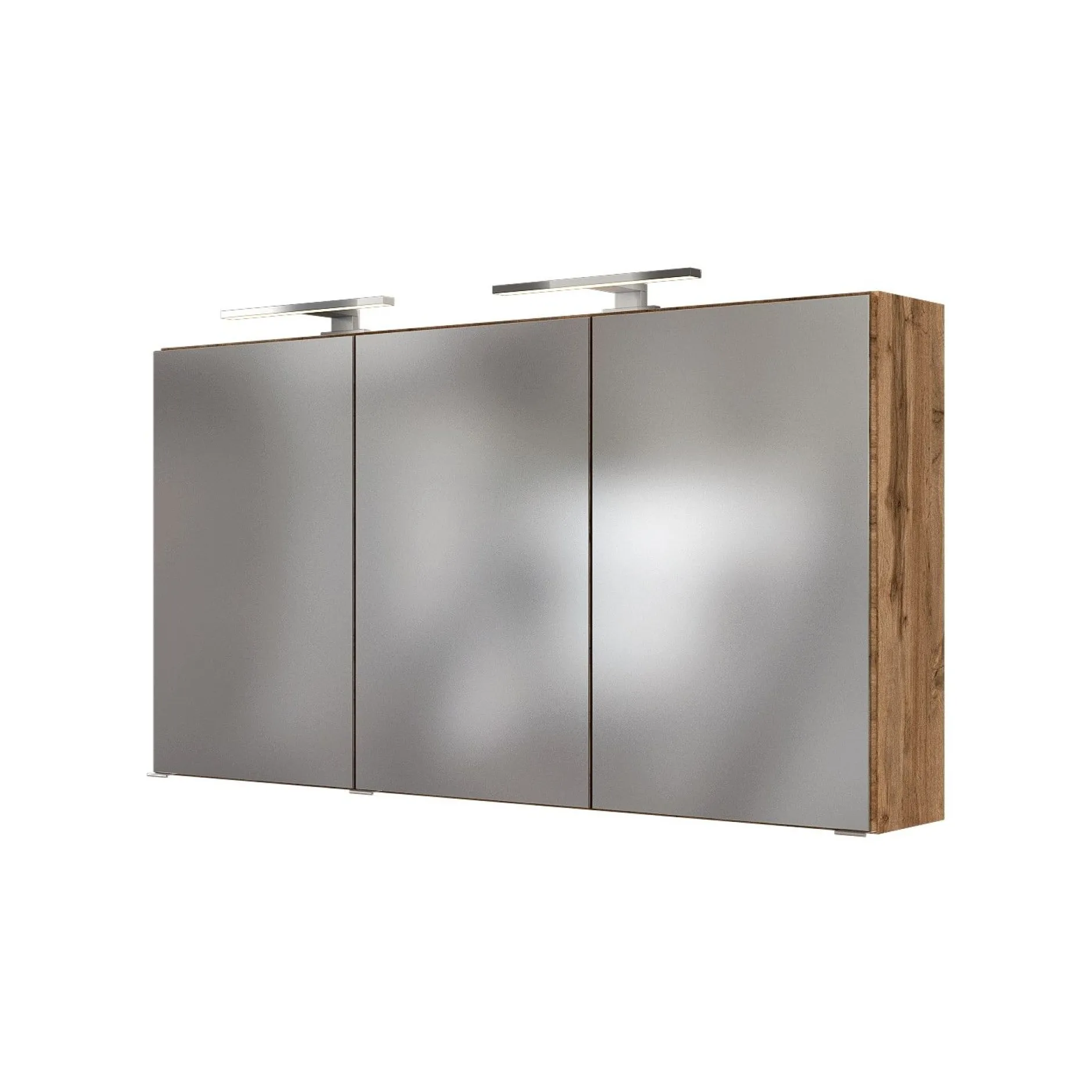Spiegelschrank Luna 120cm mit 3 Türen und LED-Licht - Eiche