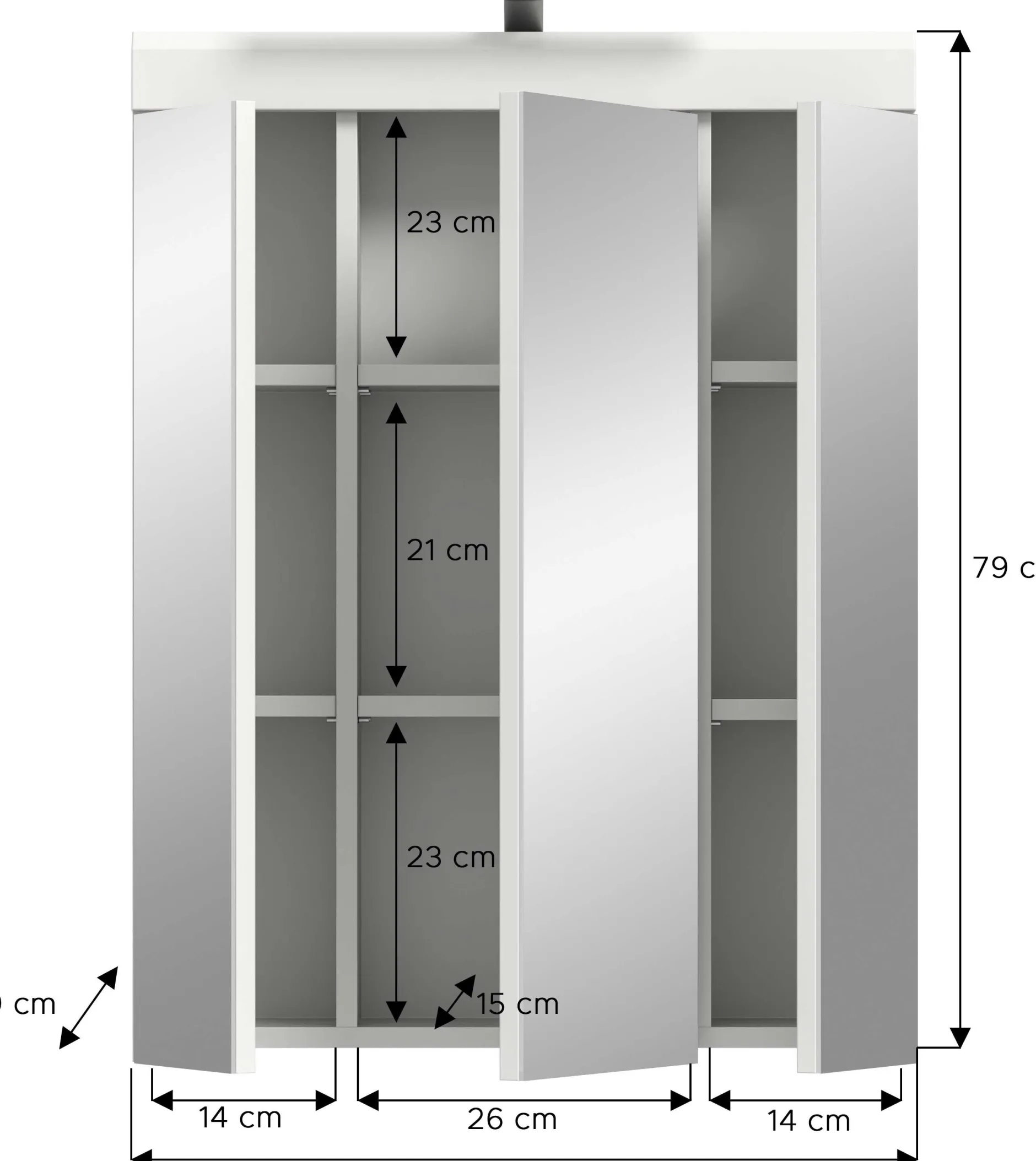 Spiegelschrank Scout Xonox - hochwertiger Weiß-Hochglanz - 60x79x18 cm