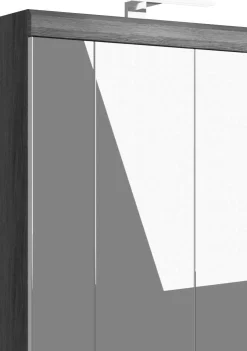 Spiegelschrank Scout Xonox - mit Beleuchtung - 60x79x18 cm - Smoke Silver/Weiß