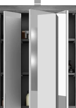 Spiegelschrank Scout Xonox - mit Beleuchtung - 60x79x18 cm - Smoke Silver/Weiß