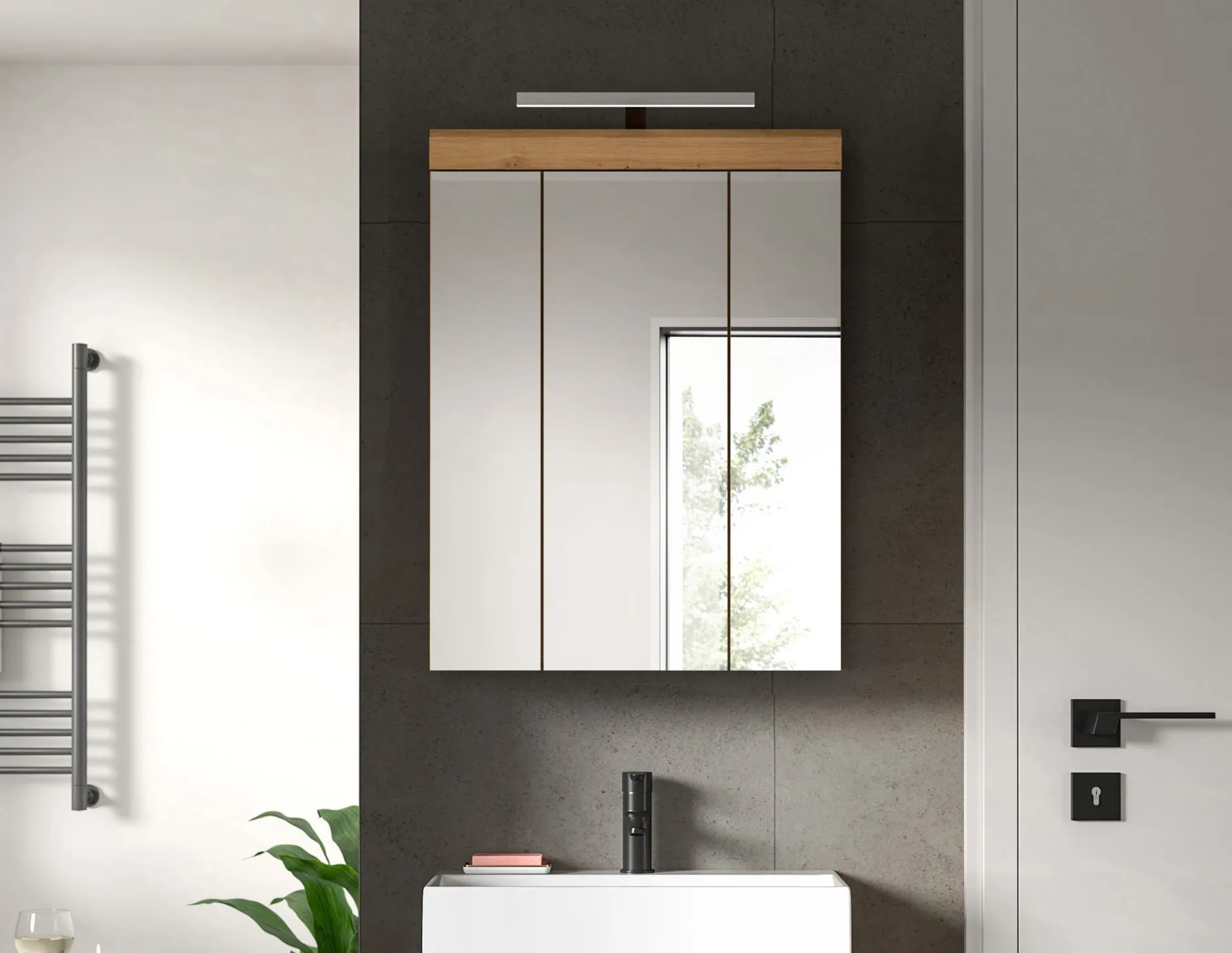 Spiegelschrank Scout Xonox - Sage Grün & Artisan Eiche - 60x79x18 cm