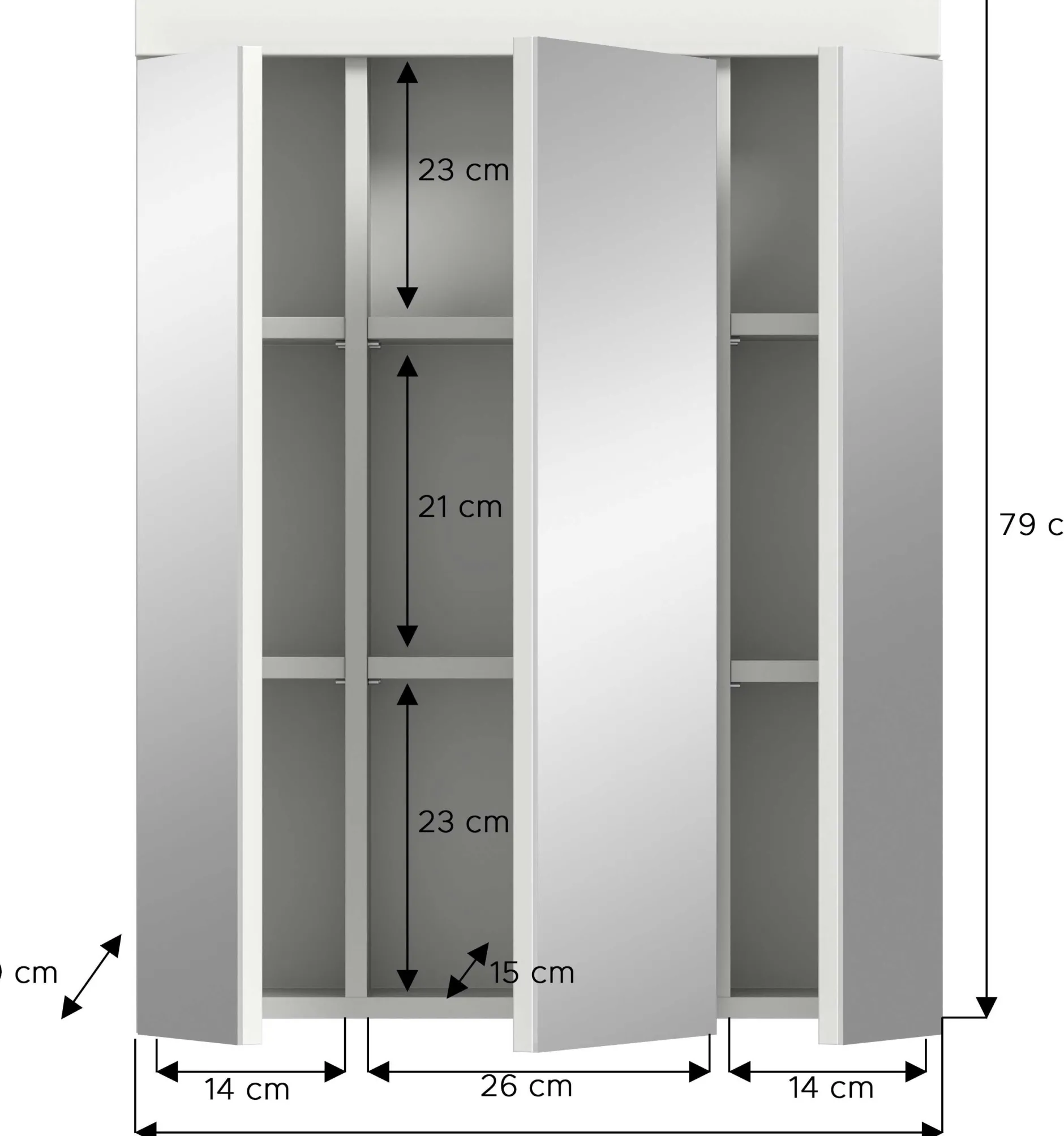Spiegelschrank Scout Xonox - Weiß Hochglanz - 60x79x18 cm