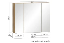 Spiegelschrank Varese | 80 x 20 x 64 cm | Oxid Stone Design