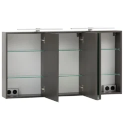 Spiegelschrank Vikas 120cm 3 Türen mit Beleuchtung - Eiche