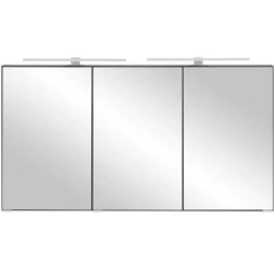 Spiegelschrank Vikas 120cm 3 Türen mit Beleuchtung - Eiche