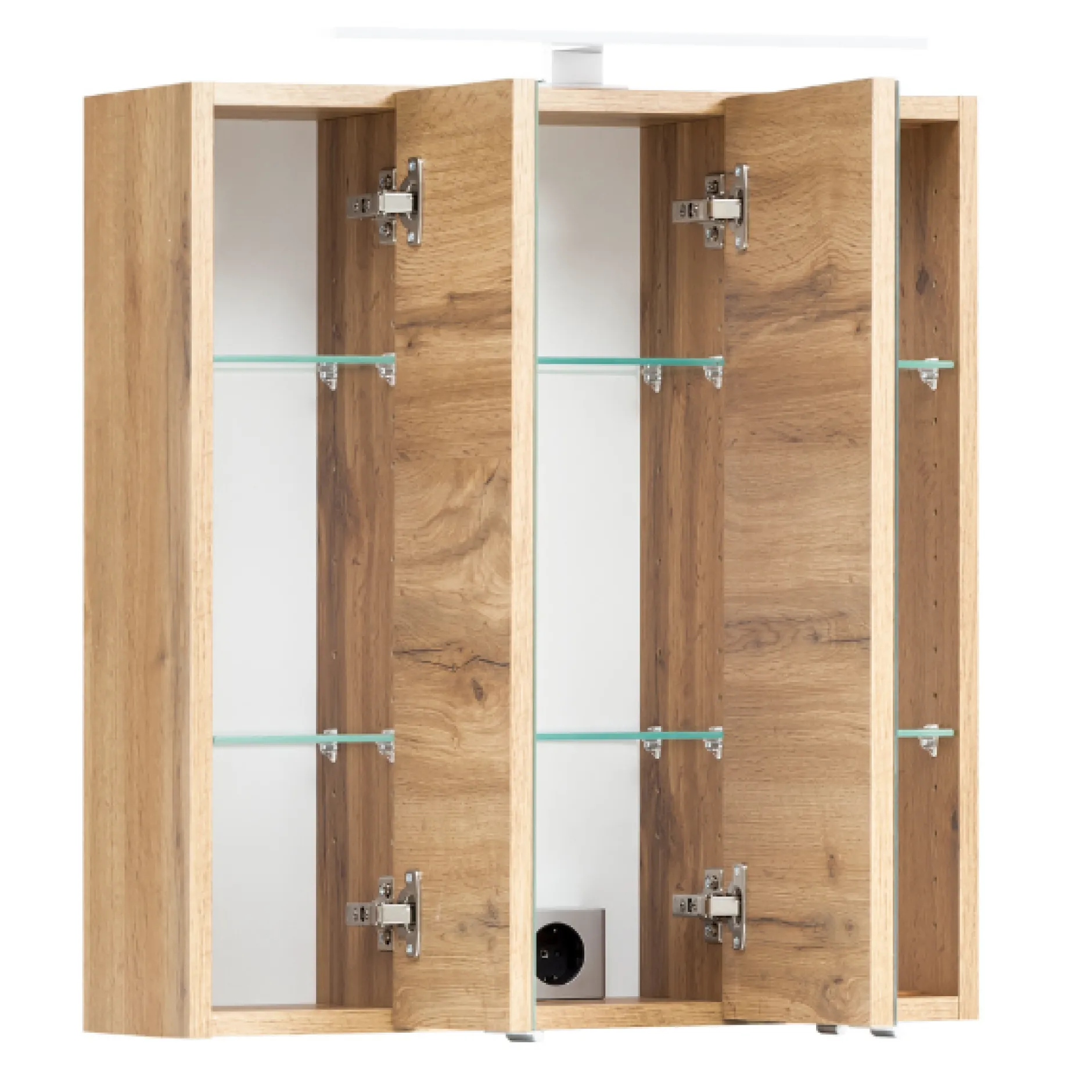 Spiegelschrank Vikas 60cm 3 Türen mit Beleuchtung - Eiche