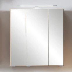 Spiegelschrank Vikas 60cm 3 Türen mit Beleuchtung - Eiche