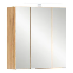 Spiegelschrank Vikas 60cm 3 Türen mit Beleuchtung - Eiche
