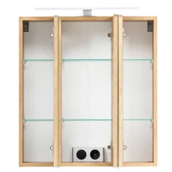 Spiegelschrank Vikas 60cm 3 Türen mit Beleuchtung - Eiche