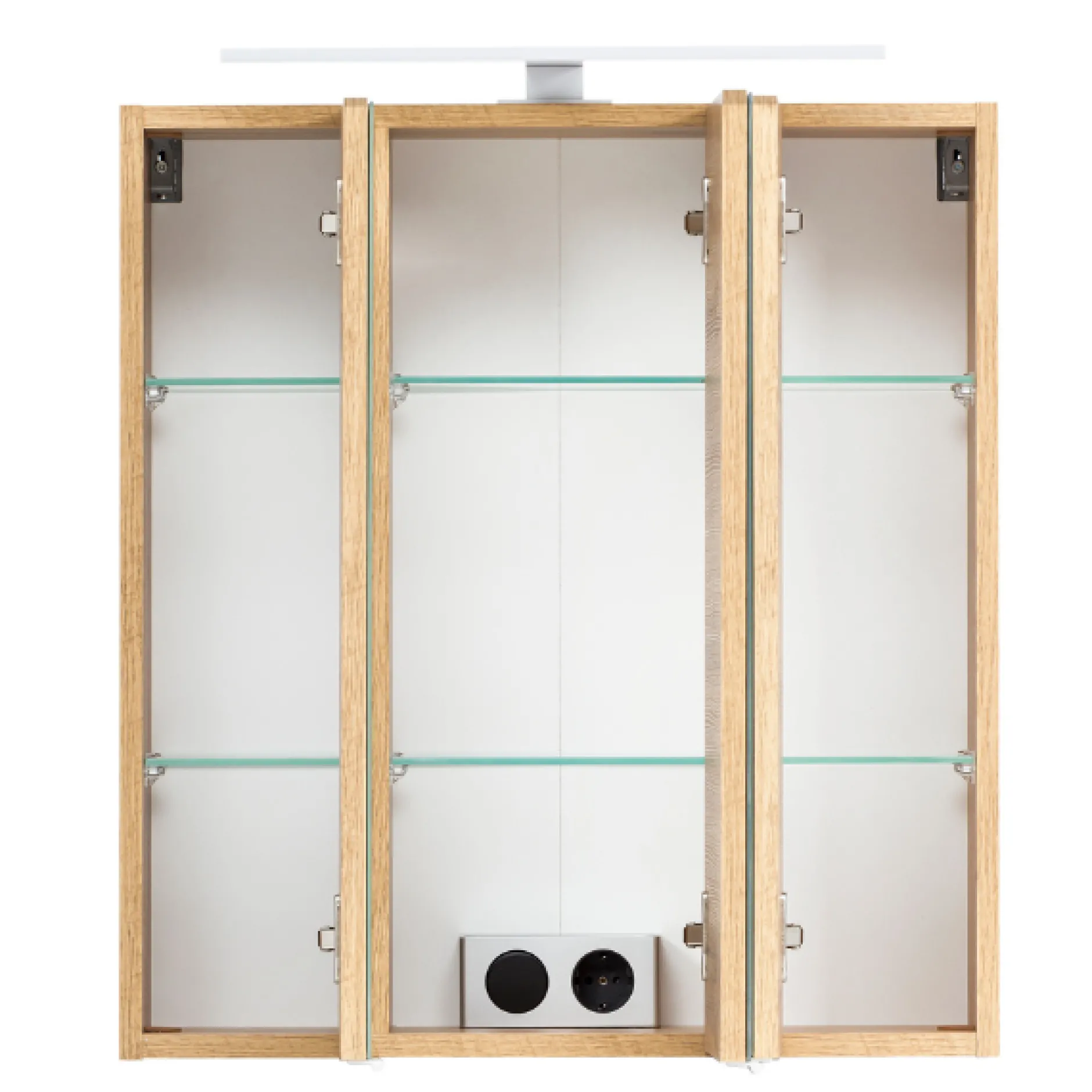 Spiegelschrank Vikas 60cm 3 Türen mit Beleuchtung - Eiche