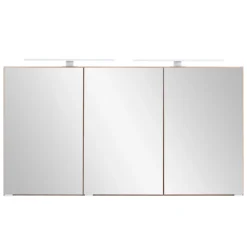Spiegelschrank Vikas 120cm 3 Türen mit Beleuchtung - Eiche