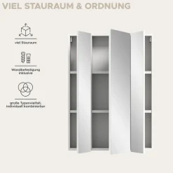 Spiegelschrank Vira Xonox - Weiß Melamin - 82x77x18 cm