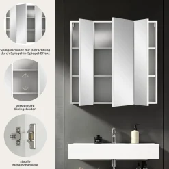 Spiegelschrank Vira Xonox - Weiß Melamin - 82x77x18 cm