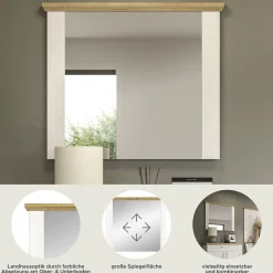 Spiegel Verona Xonox in Sibiu Lärche Imitation - 82x70x4 cm - Weiß/Natur