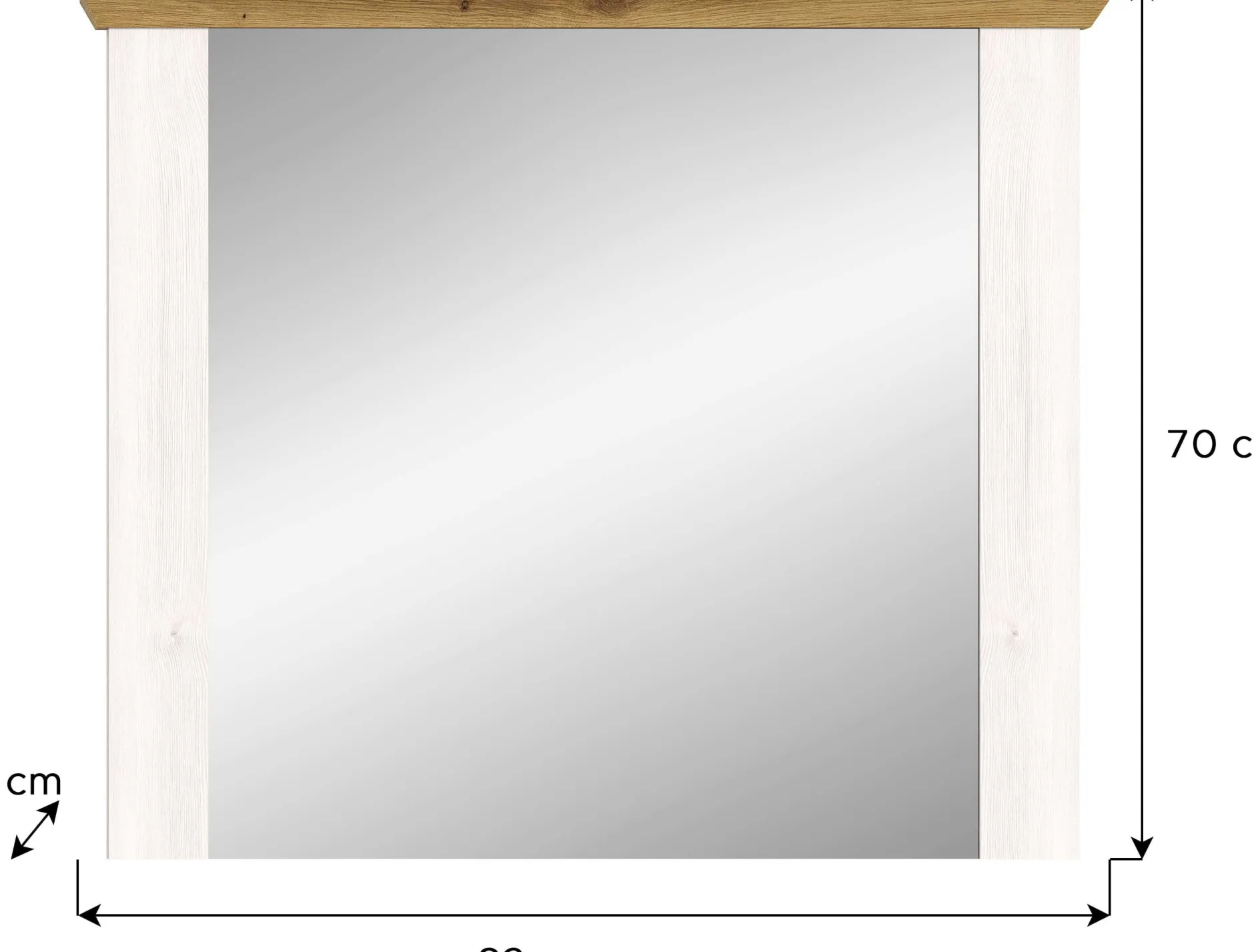 Spiegel Verona Xonox in Sibiu Lärche Imitation - 82x70x4 cm - Weiß/Natur