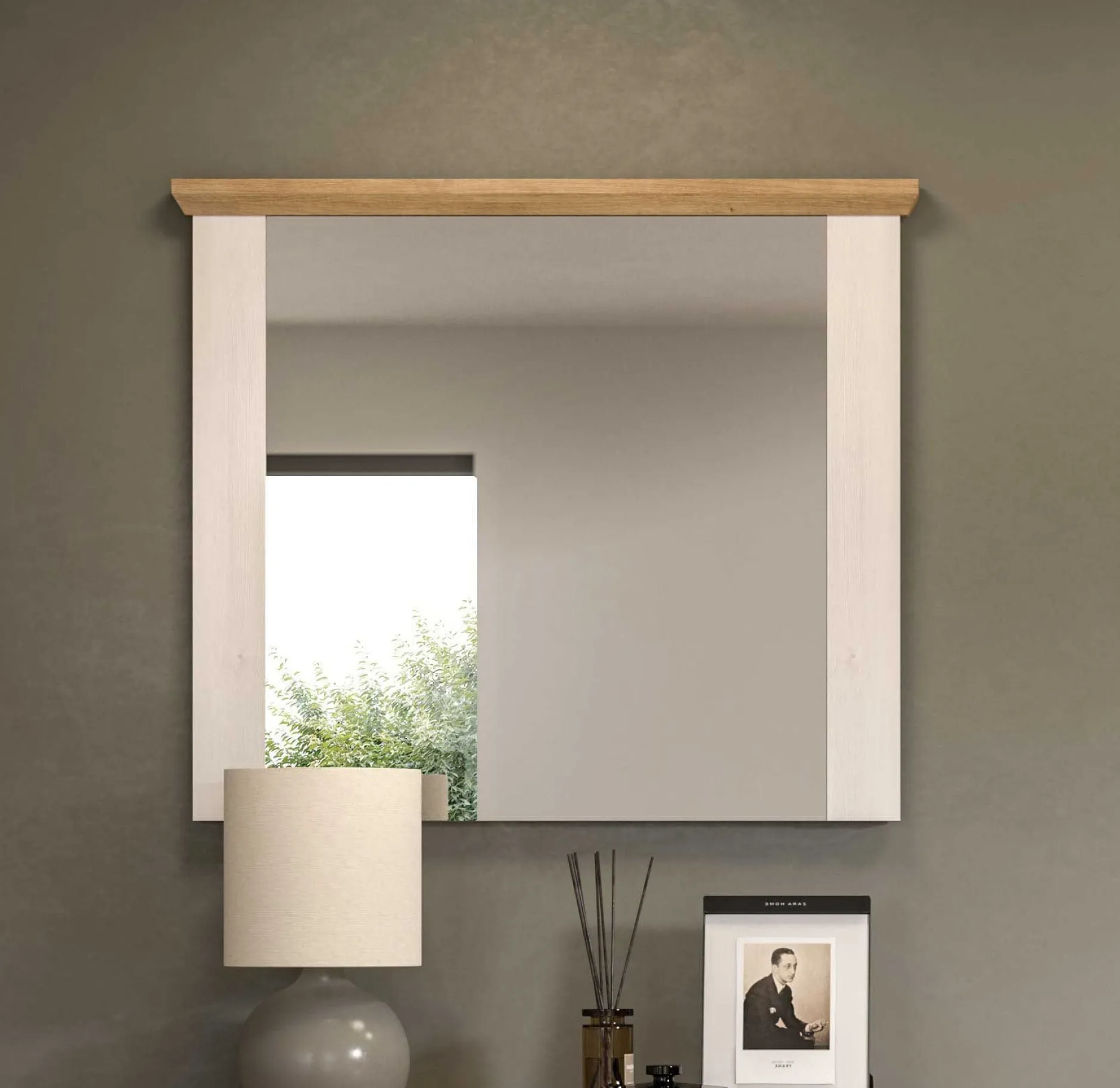 Spiegel Verona Xonox in Sibiu Lärche Imitation - 82x70x4 cm - Weiß/Natur